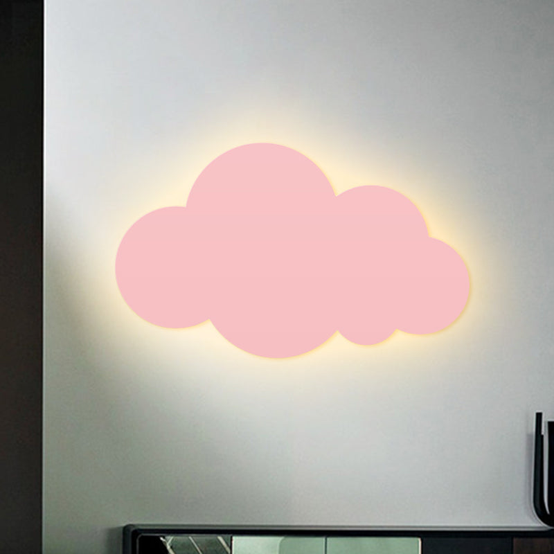 Colorful Cartoon Led Cloud Wall Sconce With Metallic Shade - Pink Yellow Blue