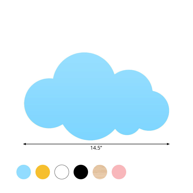 Colorful Cartoon Led Cloud Wall Sconce With Metallic Shade - Pink Yellow Blue