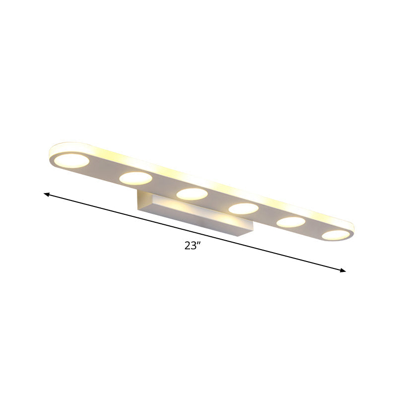 Minimalist Oval Acrylic Vanity Light With 4/6 Bulbs In Warm/White - 15/23 Length And White Finish