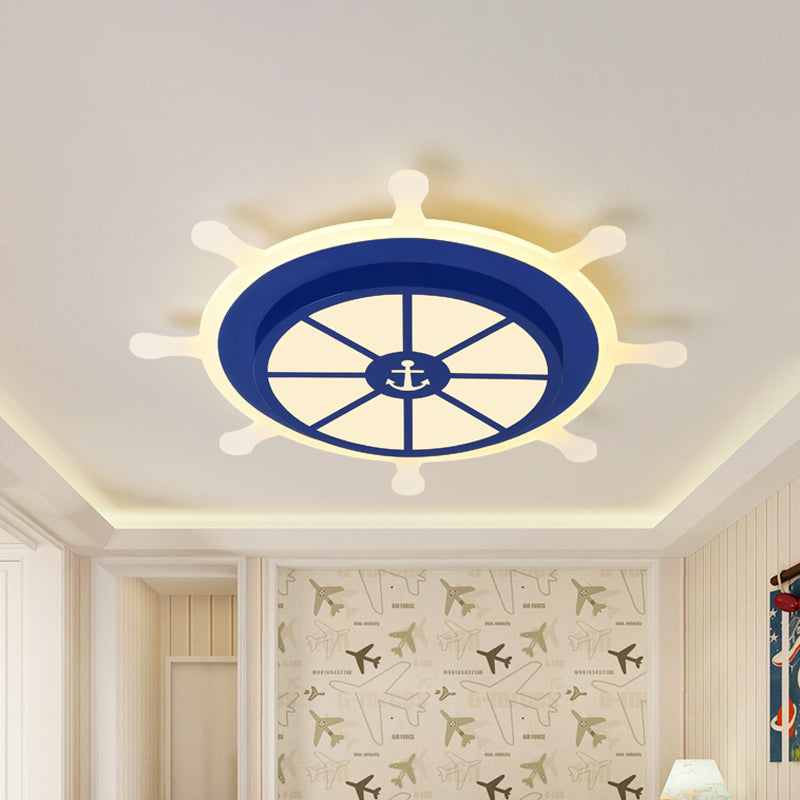 Rudder Flushmount Led Kids Ceiling Lamp - 19.5’/23.5’ Acrylic Blue Warm/White Light / 19.5’ Warm
