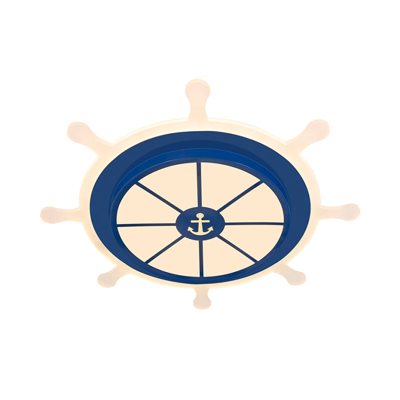 Rudder Flushmount Led Kids Ceiling Lamp - 19.5’/23.5’ Acrylic Blue Warm/White Light