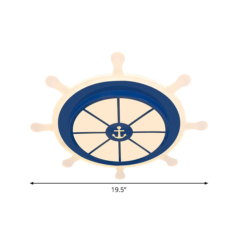 Rudder Flushmount Led Kids Ceiling Lamp - 19.5/23.5 Acrylic Blue Warm/White Light