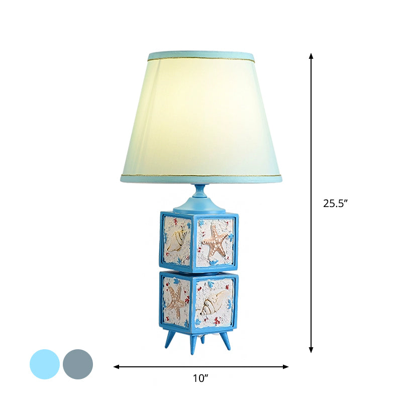 Modern Conch Cubic Resin Night Table Lamp: Light/Sky Blue Shade 1-Light Task Lighting