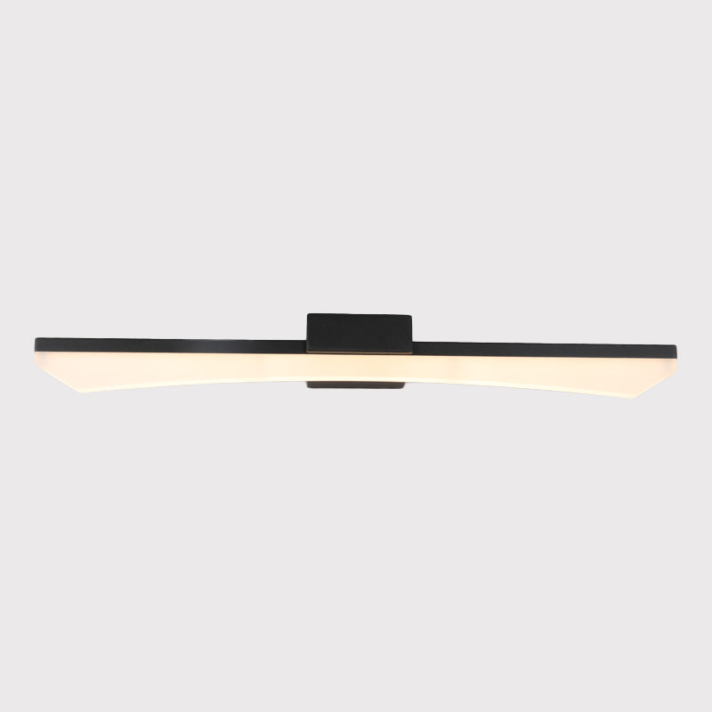 Modern Curved Led Vanity Light Fixture - Black Bathroom Sconce With Acrylic Cover Warm/White