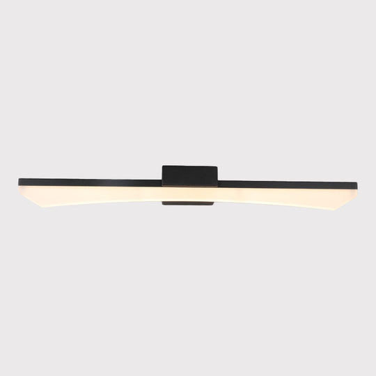 Modern Curved Led Vanity Light Fixture - Black Bathroom Sconce With Acrylic Cover Warm/White