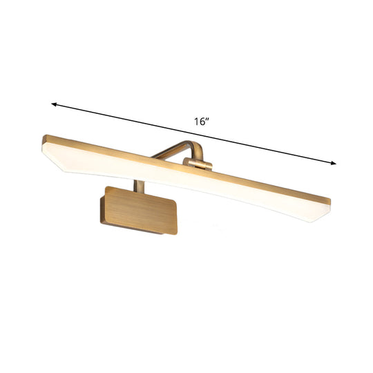 Modern Gold Metal Led Vanity Lamp - Slim & Stylish Bathroom Wall Lighting With Warm/White Light