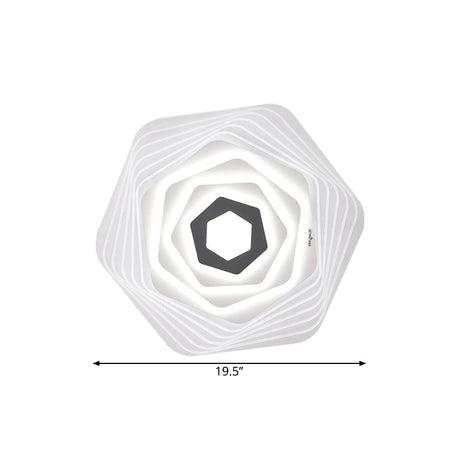 Modern Led Bedroom Ceiling Light: Simplicity White Flush Mount With Acrylic Stacked Shade