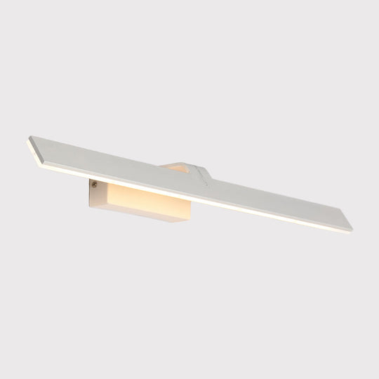 Sleek Metal Led Vanity Lighting Fixture - Rectangle Toilet Wall Light Sconce In White