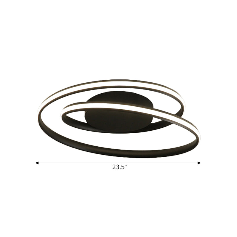 18’/23.5’ W Modernist Metal Ceiling Flush Led Mount Lamp Black With Warm/White Light