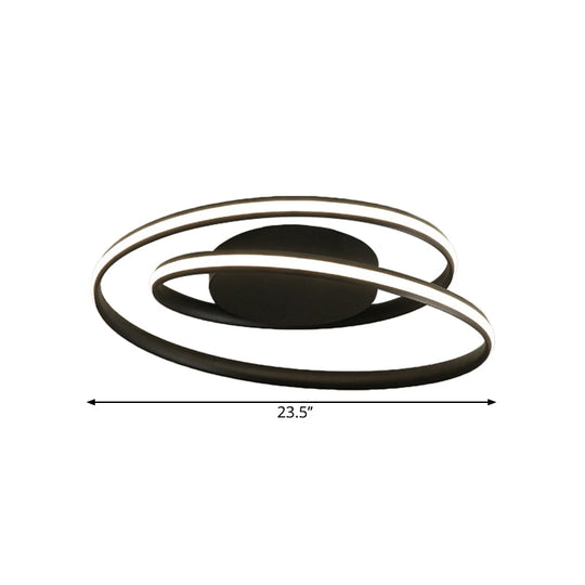 18’/23.5’ W Modernist Metal Ceiling Flush Led Mount Lamp Black With Warm/White Light