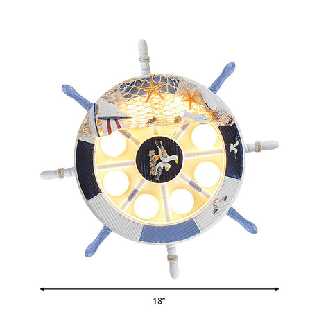 Modern Led Acrylic Rudder Ceiling Lamp - White Flush Mount With Fishing Net Deco Warm/White Light