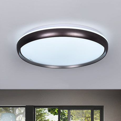 Sleek Round Led Ceiling Lamp - Modern Metallic Dark Brown/Copper/Dark Gold Flush Mount Lighting For