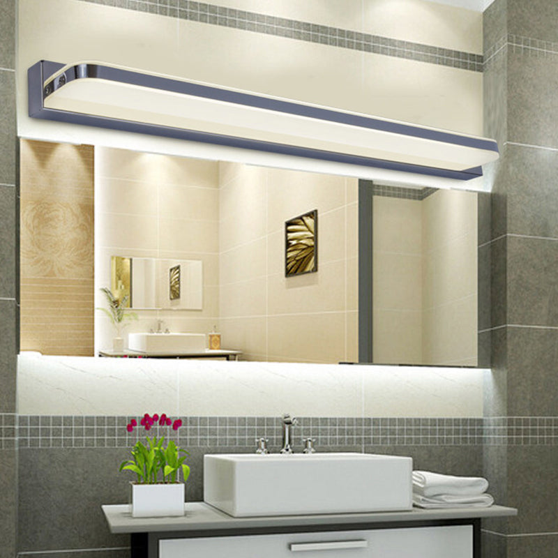 Modern Led Vanity Wall Sconce - Nickel Finish With Stainless-Steel Shade In Warm/White Light 16/19.5