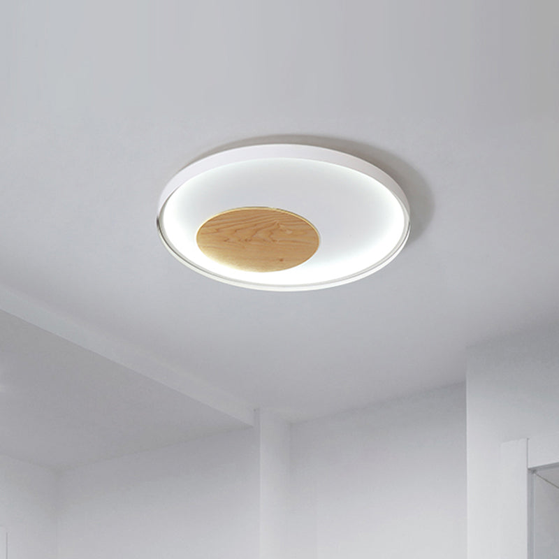 12’/16’/19.5’ Simple Led Ceiling Flush Mount Light Fixture - Black/White Circular Design With