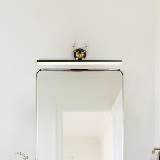 Sleek Led Antler Wall Mount Lamp With Acrylic Shade In Warm/White Light - Black Linear Vanity