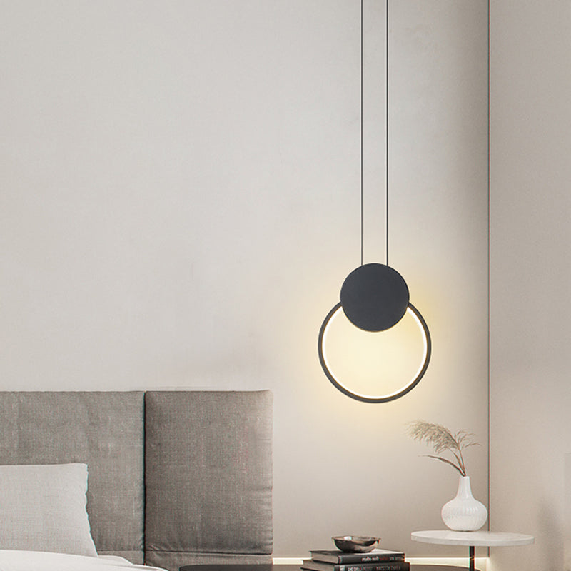 Contemporary Led Mini Pendant Light Kit With Adjustable Metal Shade In Black/White - Warm/White