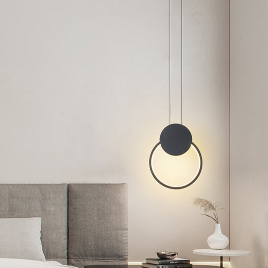 Contemporary Led Mini Pendant Light Kit With Adjustable Metal Shade In Black/White - Warm/White