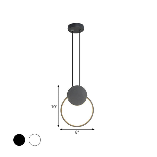 Contemporary Led Mini Pendant Light Kit With Adjustable Metal Shade In Black/White - Warm/White