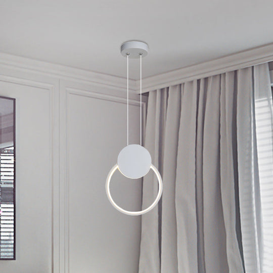 Contemporary Led Mini Pendant Light Kit With Adjustable Metal Shade In Black/White - Warm/White