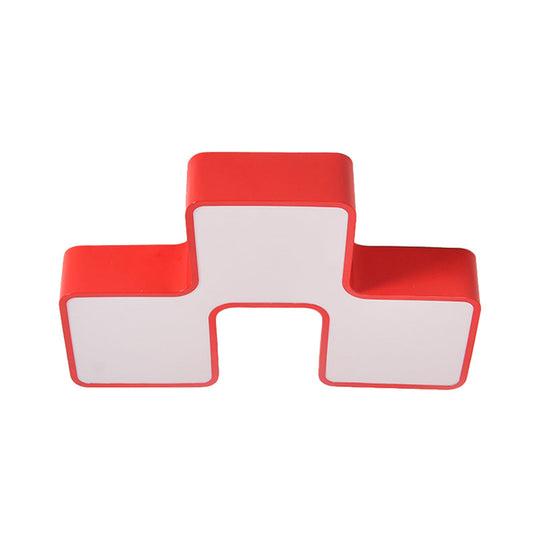 Kids’ Led Flushmount Light In Red/Yellow - Building Block Kindergarten Design
