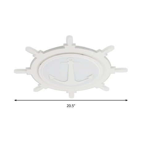 White Led Flush Mount Light With Acrylic Rudder Design For Kindergarten