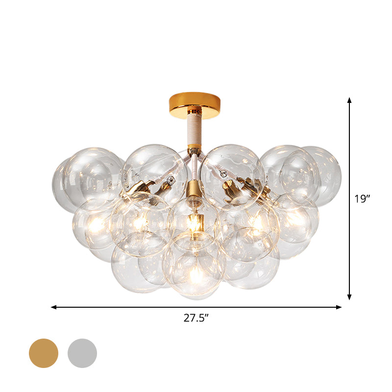 Clear Glass Bubble Ceiling Light For Child’s Bedroom Or Hallway - Simple Semi - Flush Mount Design
