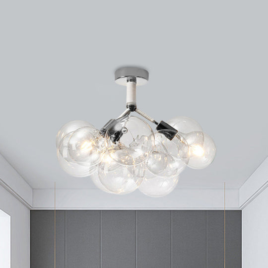 Clear Glass Bubble Ceiling Light For Child’s Bedroom Or Hallway - Simple Semi - Flush Mount Design