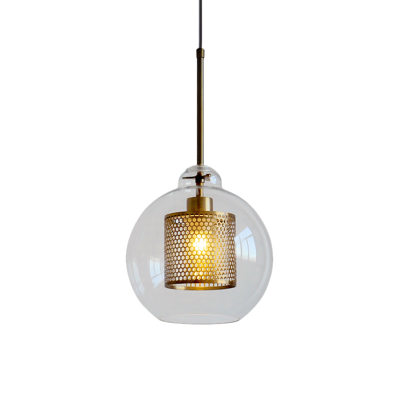 Contemporary Clear Glass Orb Pendant Light For Dining Room