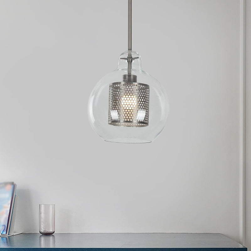 Contemporary Clear Glass Orb Pendant Light For Dining Room