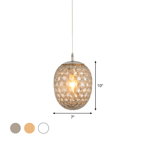 Modern Pineapple Shaped Pendant Light With Hammered Glass Dining Table Lighting
