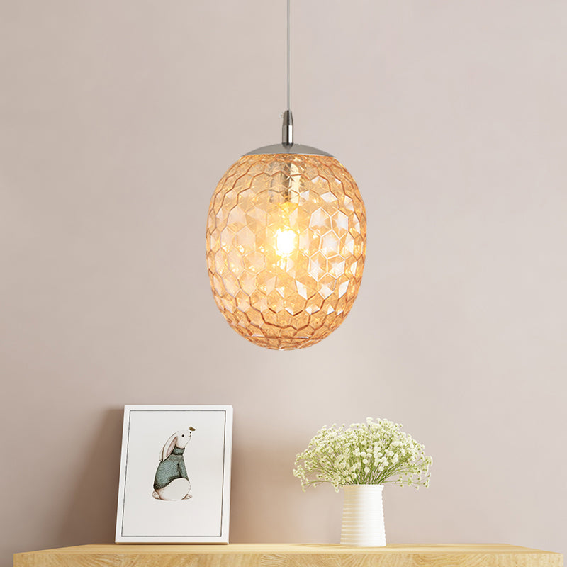 Modern Pineapple Pendant Light With Hammered Glass - Perfect For Dining Table 1 Head