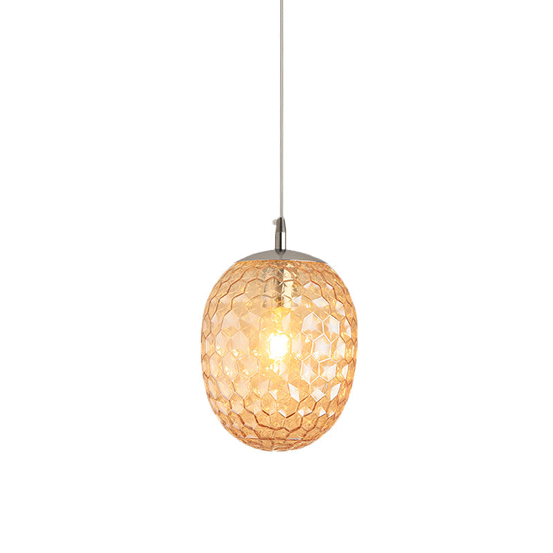 Modern Pineapple Shaped Pendant Light With Hammered Glass Dining Table Lighting