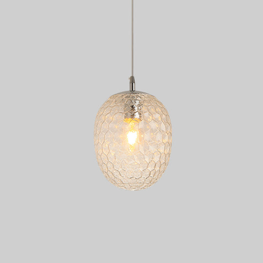 Modern Pineapple Shaped Pendant Light With Hammered Glass Dining Table Lighting