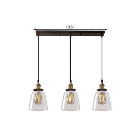 Smoked Glass Multi-Light Pendant Industrial Coffee Shop Hanging Lamp - Cone/Bowl Style |