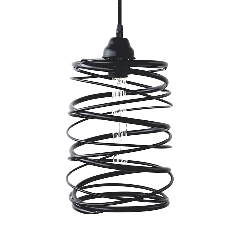 Swirl Shade Pendant Lighting - Industrial Style Metal Ceiling Light Fixture With Ribbon Design In