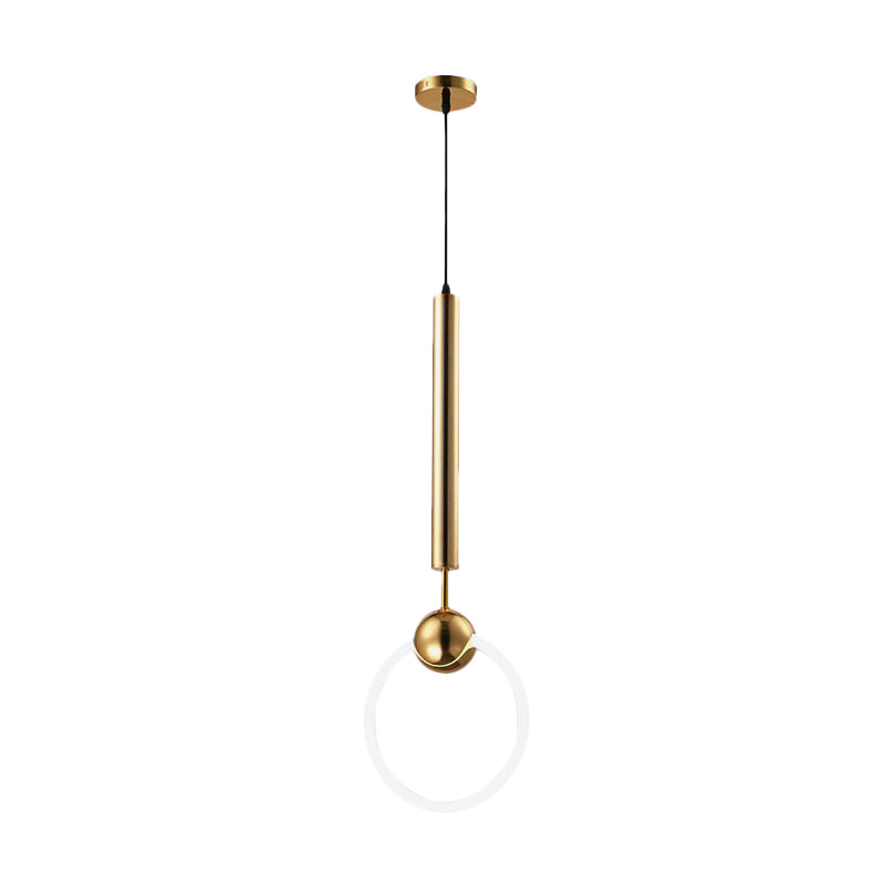 Macaron Style Flute & Ring Pendant Light For Bedroom Metal 1 Head - Hang In