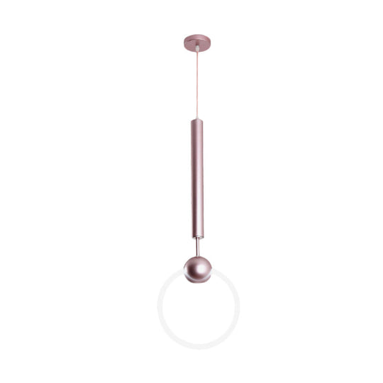 Macaron Style Flute & Ring Pendant Light For Bedroom Metal 1 Head - Hang In