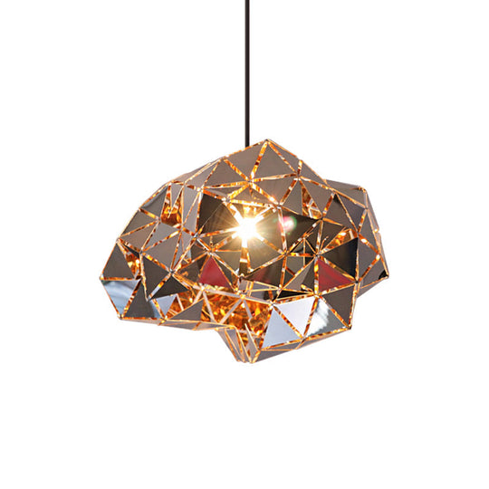 Irregular Polyhedron Pendant Light - Modern Metal Lamp For Dining Table
