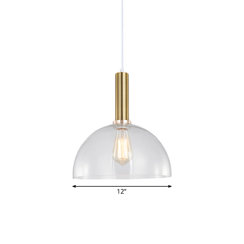 Industrial Brass Orb Pendant Light Clear Glass Dome Ceiling Fixture With Single Bulb