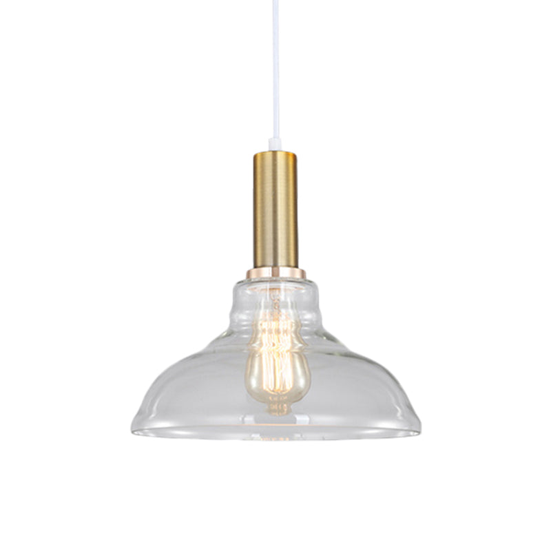 Industrial Brass Orb Pendant Light Clear Glass Dome Ceiling Fixture With Single Bulb