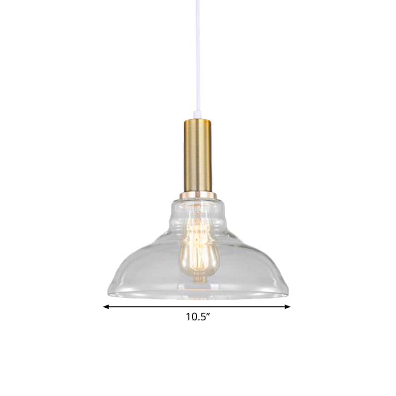 Industrial Brass Orb Pendant Light Clear Glass Dome Ceiling Fixture With Single Bulb