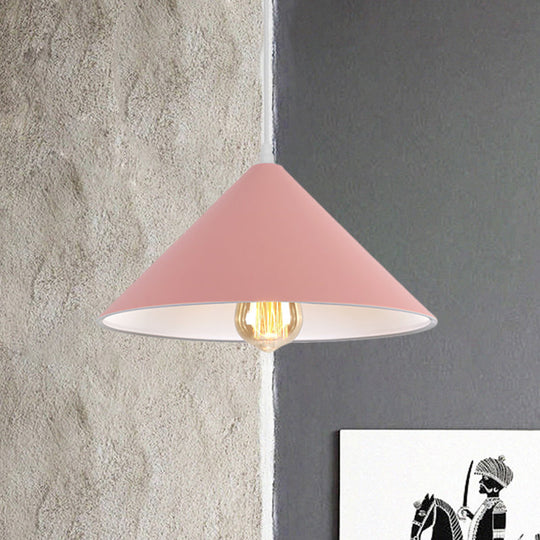 Macaron Style Metallic Pendant Light Fixture - Conic Shade Coffee Shop Ceiling Lamp (1 Bulb
