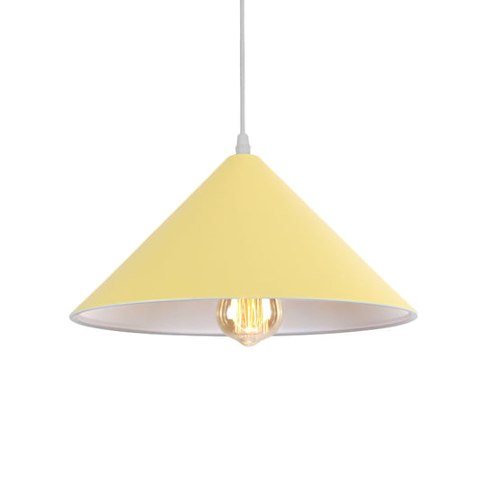Macaron Style Metallic Pendant Light Fixture - Conic Shade Coffee Shop Ceiling Lamp (1 Bulb