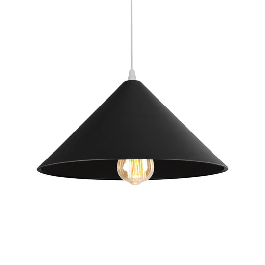 Metallic Macaron Style Pendant Light Fixture For Coffee Shops With Conic Shade Single Bulb In