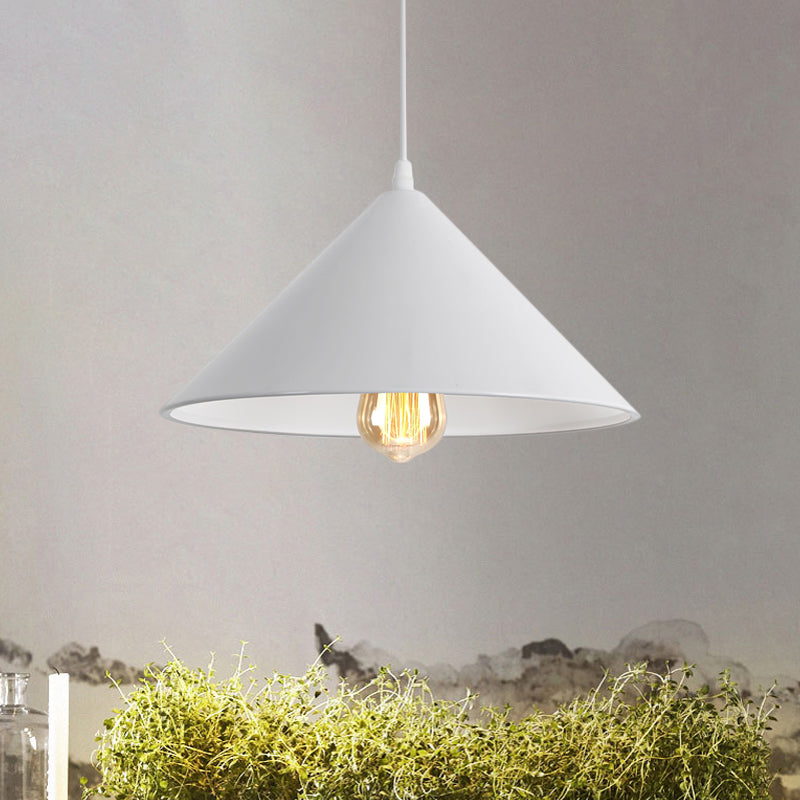 Macaron Style Metallic Pendant Light Fixture - Conic Shade Coffee Shop Ceiling Lamp (1 Bulb