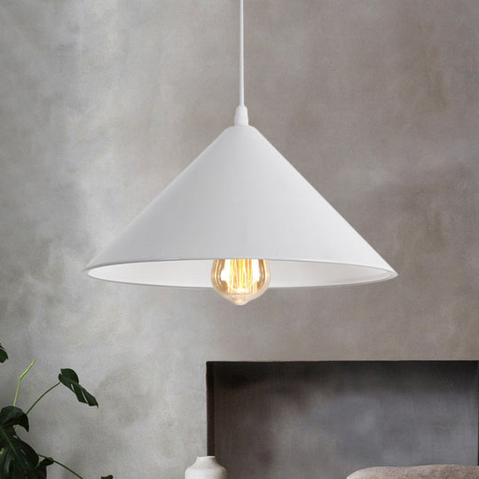 Metallic Macaron Style Pendant Light Fixture For Coffee Shops With Conic Shade Single Bulb In