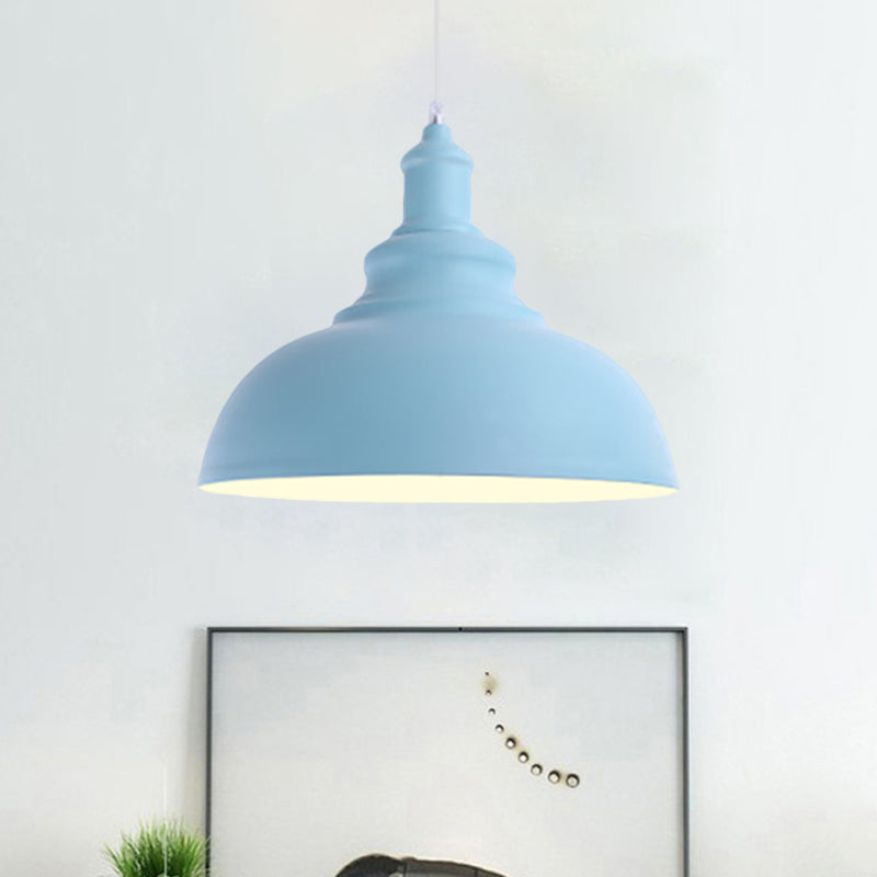 Macaron Style Metal Ceiling Light Fixture- Pink/Yellow Bowl Shape- Bedroom Suspended Lamp (1 Bulb)
