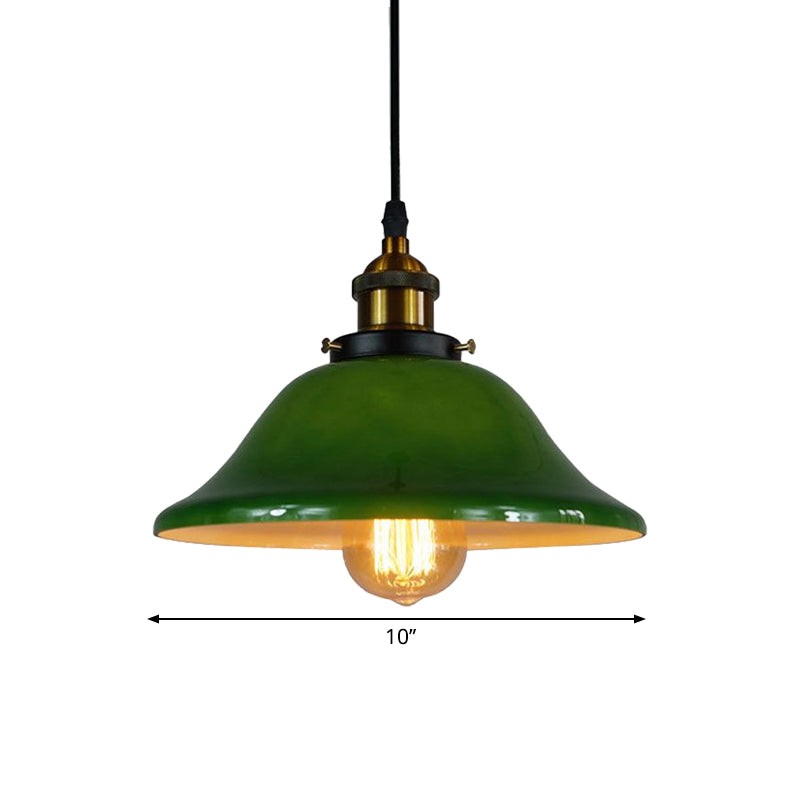 Antique Green Glass 1-Light Brass Pendant Fixture With Adjustable Pulley – Living Room Ceiling