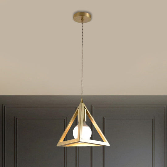 Industrial Metal Pendant Lighting With Gold Finish And Wire Frame For Dining Room - 1 Head