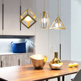 Golden Metal Farmhouse Hanging Lamp With 3 Lights For Living Room Gold / Linear